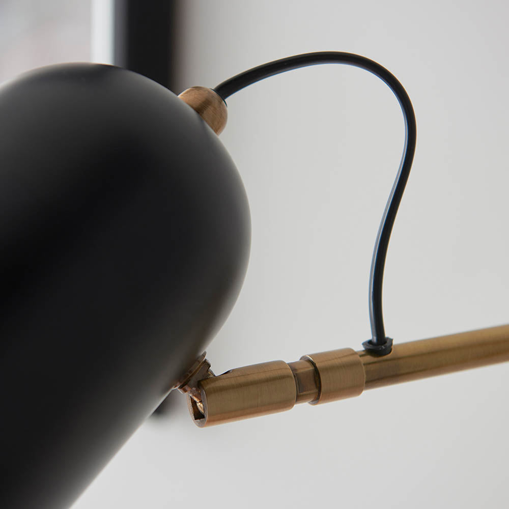 Navie Swing Arm Wall Antique Brass & Matt Black E27
