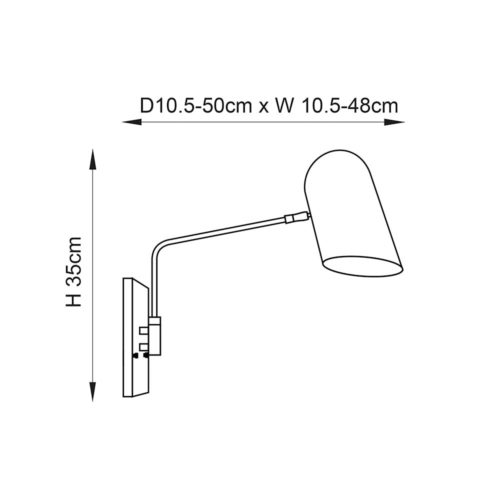 Navie Swing Arm Wall Antique Brass & Matt Black E27