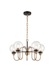 Equin 5/8Lt Chandelier Ceiling Light- Black & Gold Finish