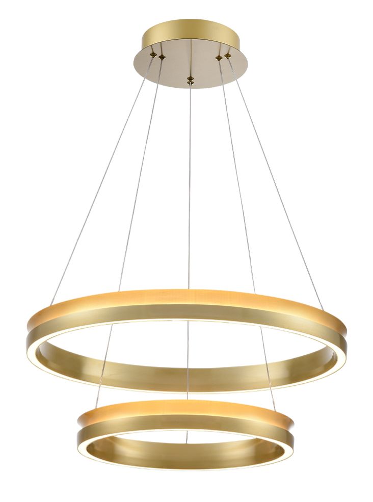 Estevan 600mm/800mm Satin Brass LED Pendant/ Double Tiered