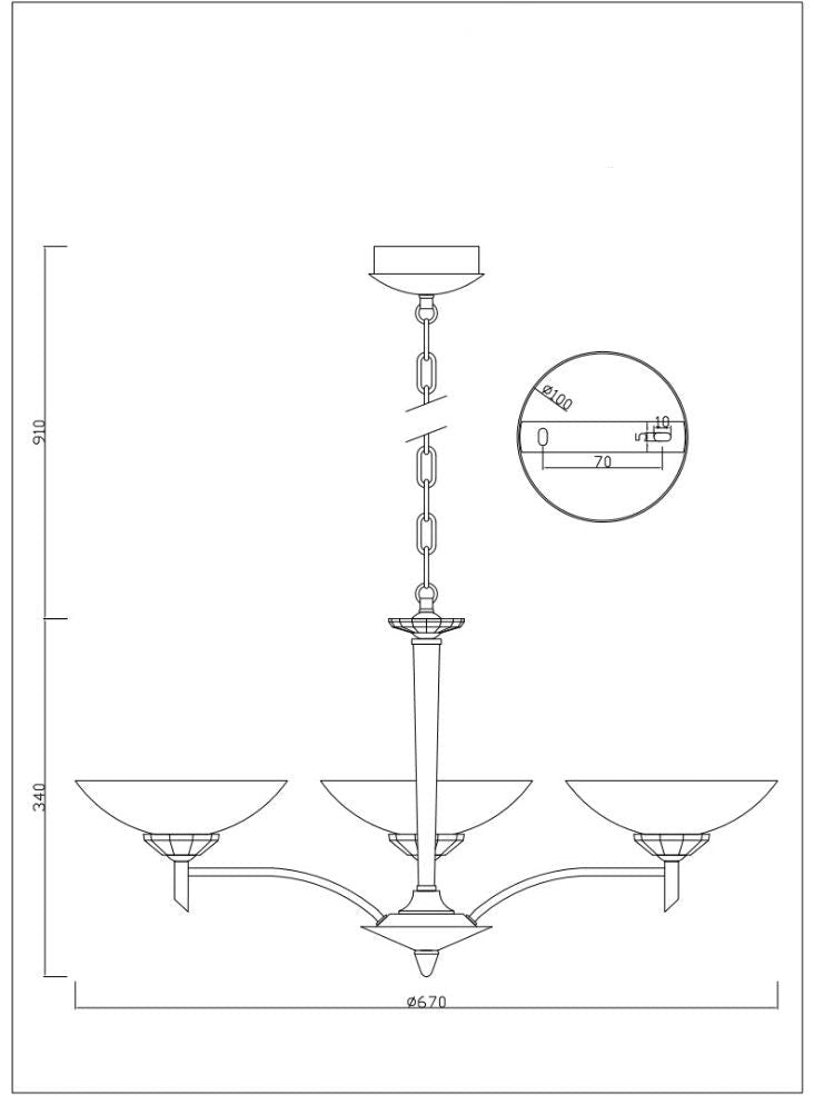 Negroni 3/5Lt Chandelier/Semi Flush Ceiling Light - Chrome/Bronze Finish