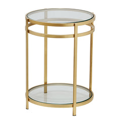 FUR Glass Top Side Table - Gold Finish