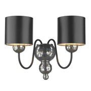 Garbo Double Wall Bracket Pewter complete with Black Polished Pewter/Polished Bronze