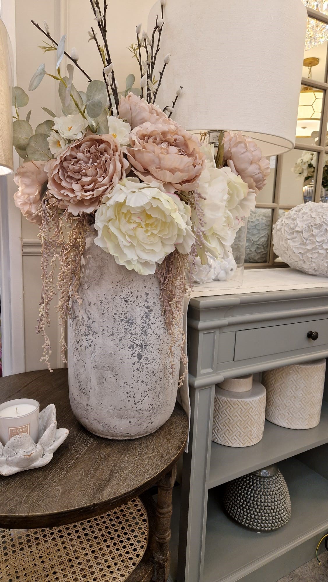 Roman Tall Distressed Stone Vase