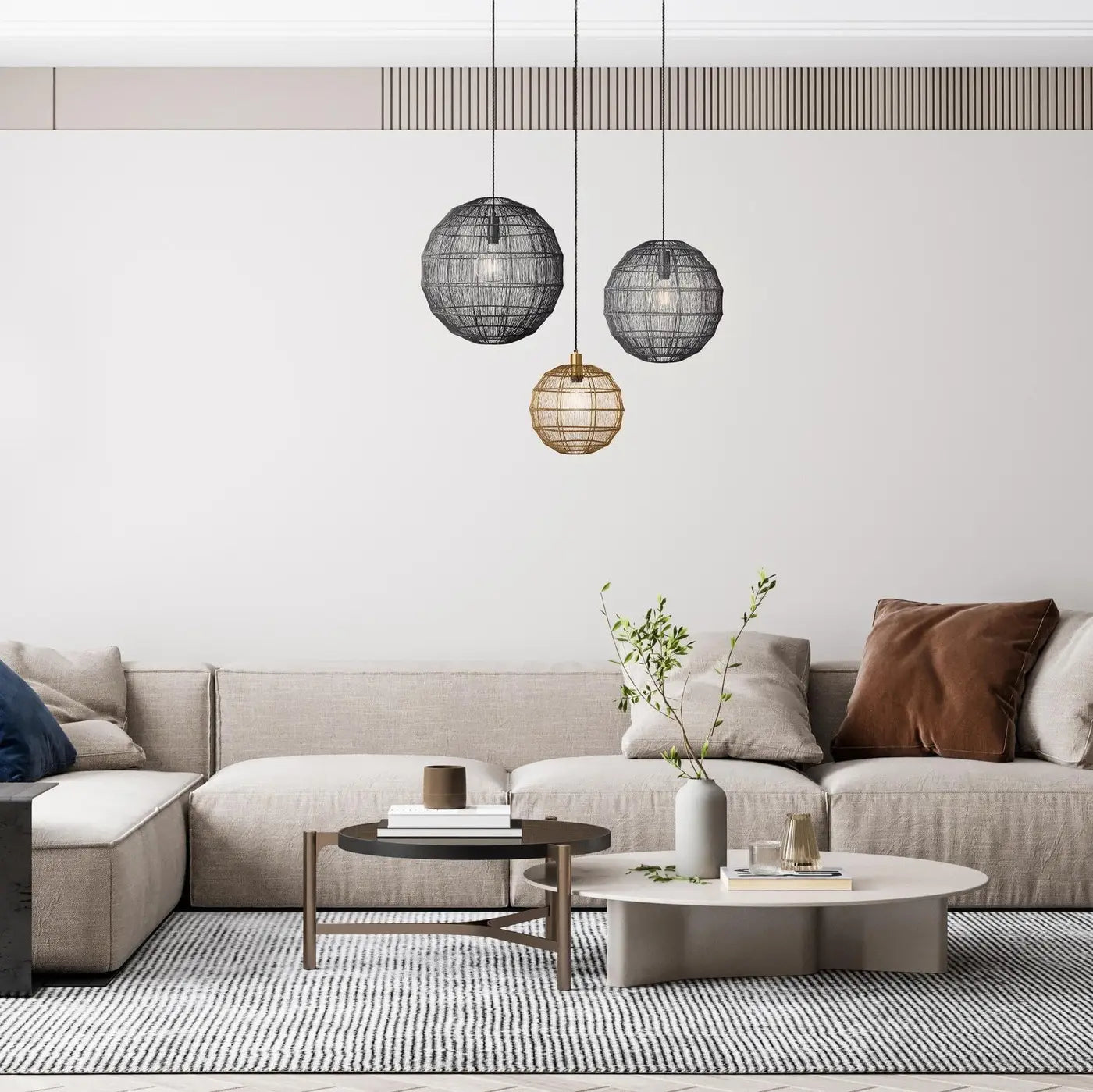 Sleek Handcrafted Wire Cage Pendant Light