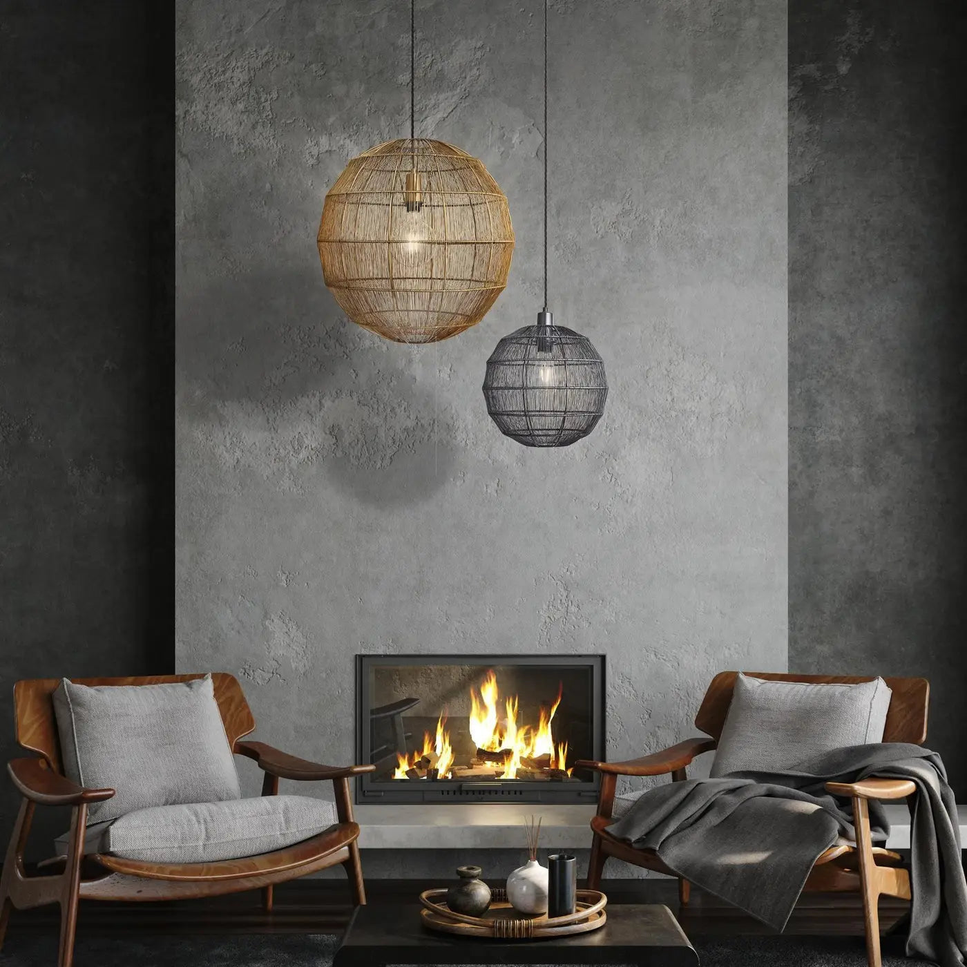 Sleek Handcrafted Wire Cage Pendant Light