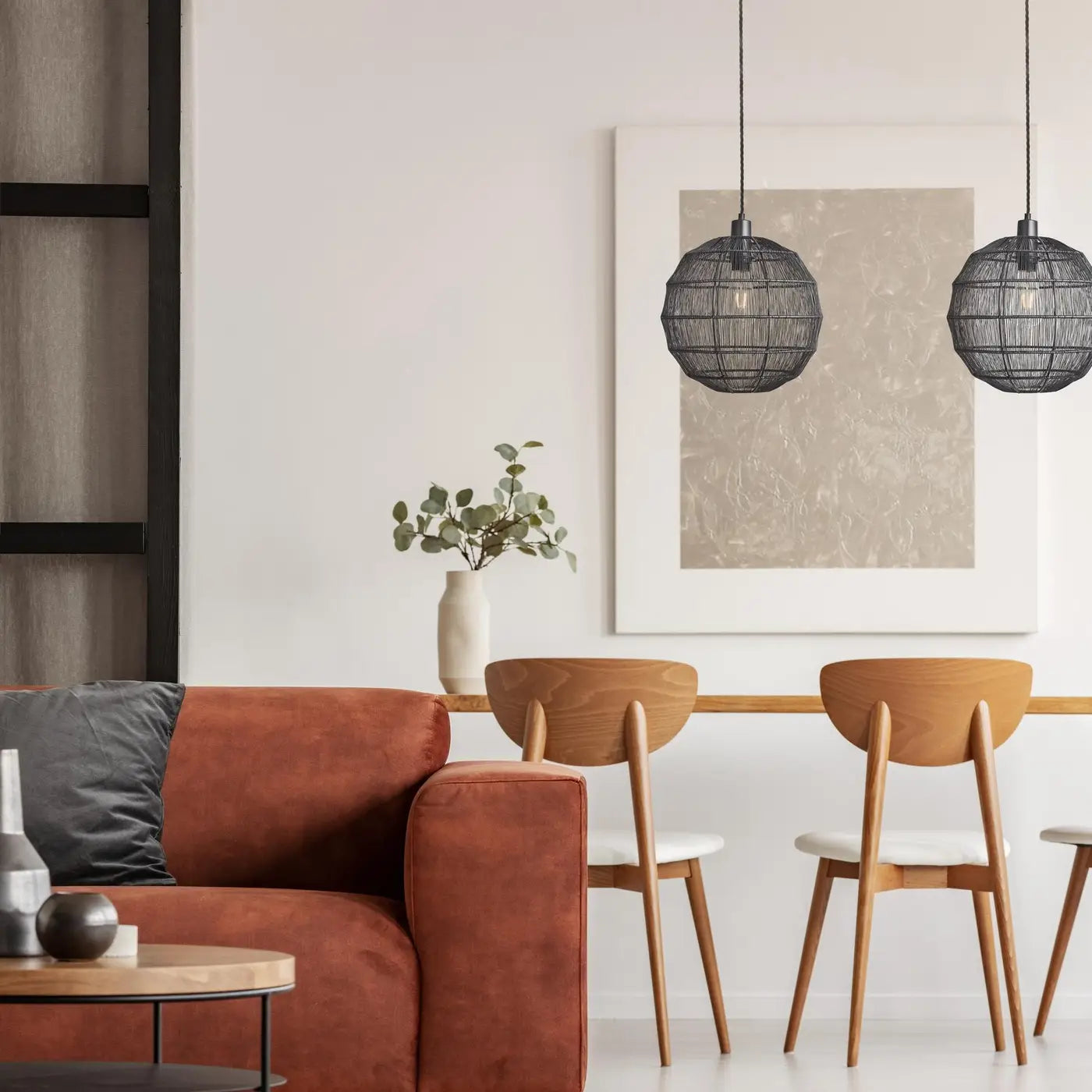 Sleek Handcrafted Wire Cage Pendant Light