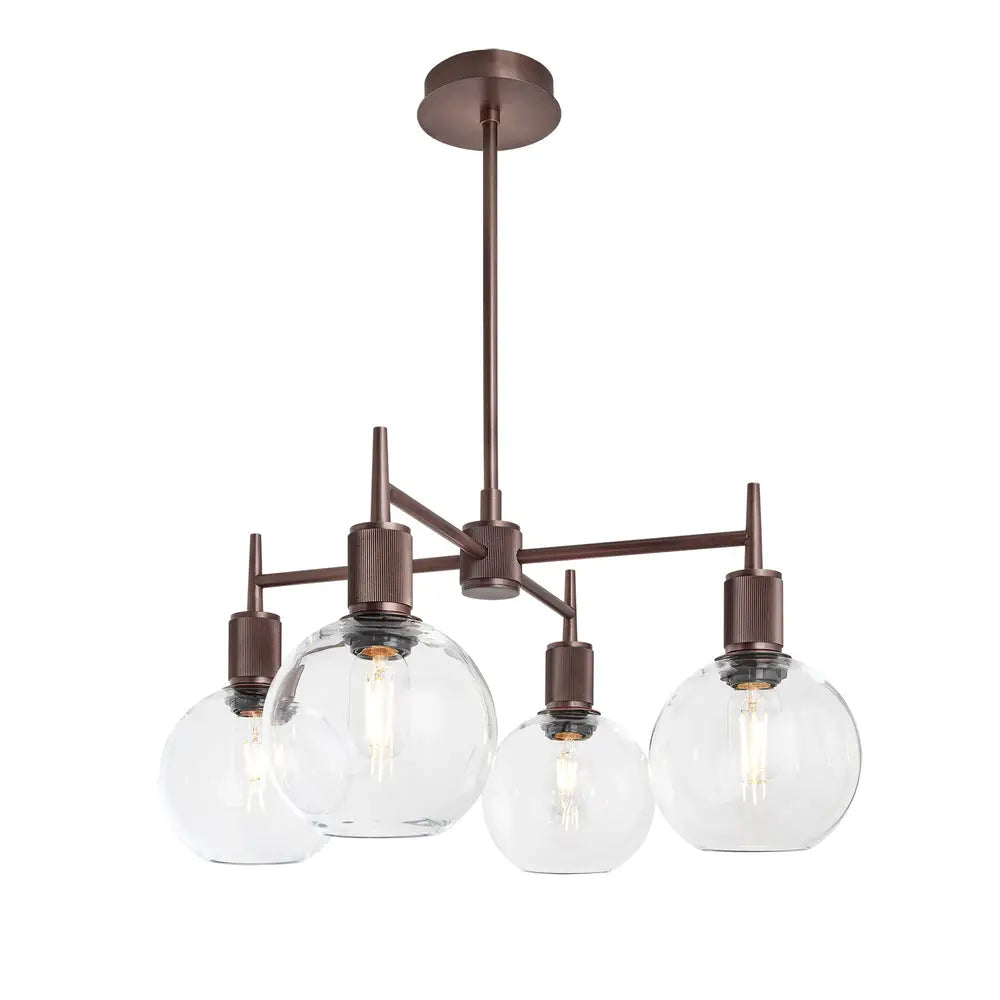 Henley 4 Arm Pendant Light - Glass Globe 7 Inch Shade