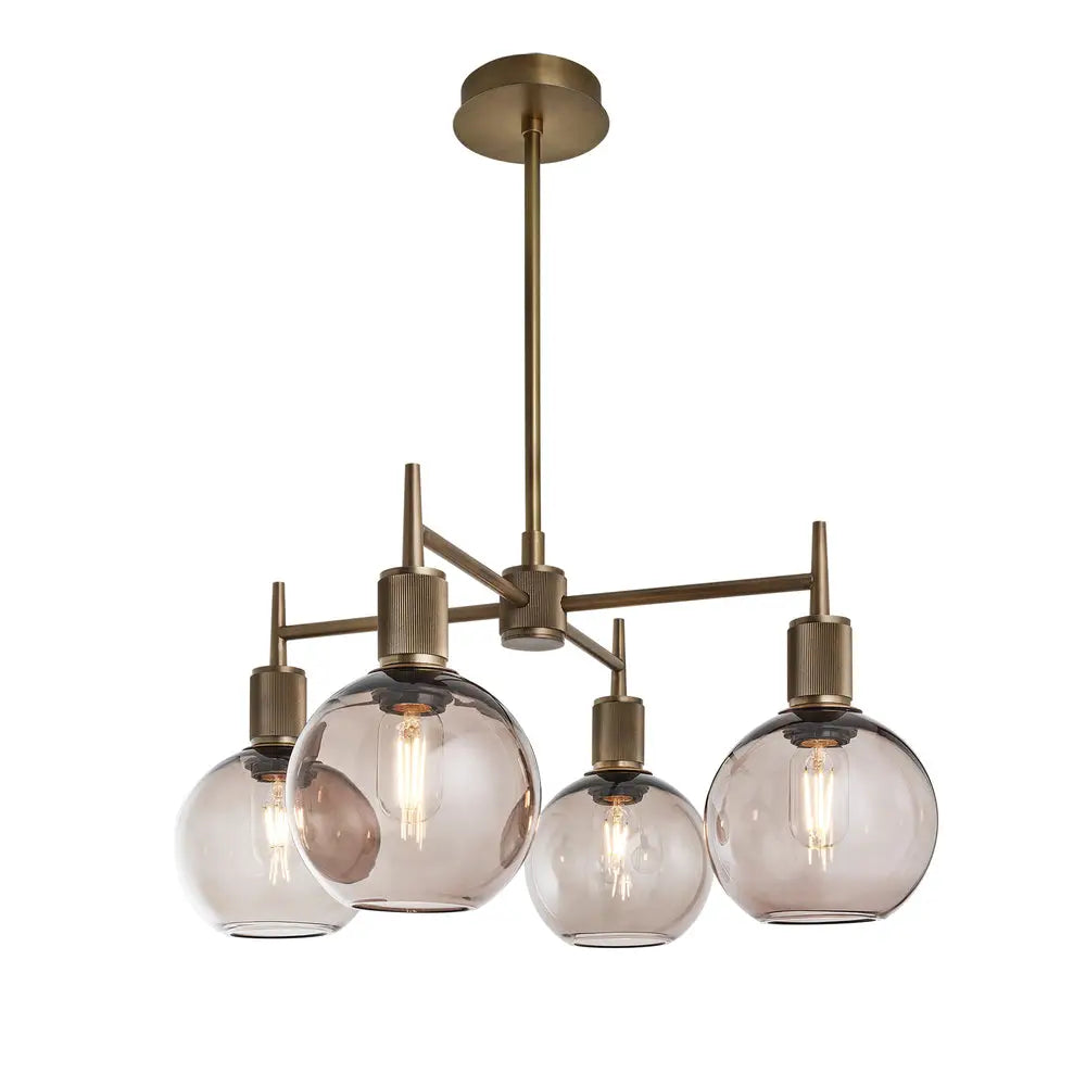 Henley 4 Arm Pendant Light - Glass Globe 7 Inch Shade