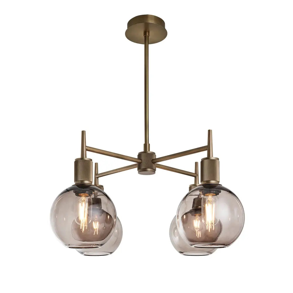 Henley 4 Arm Pendant Light - Glass Globe 7 Inch Shade