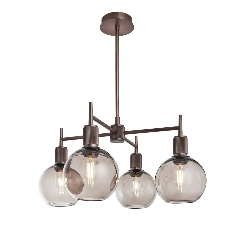 Henley 4 Arm Pendant Light - Glass Globe 7 Inch Shade