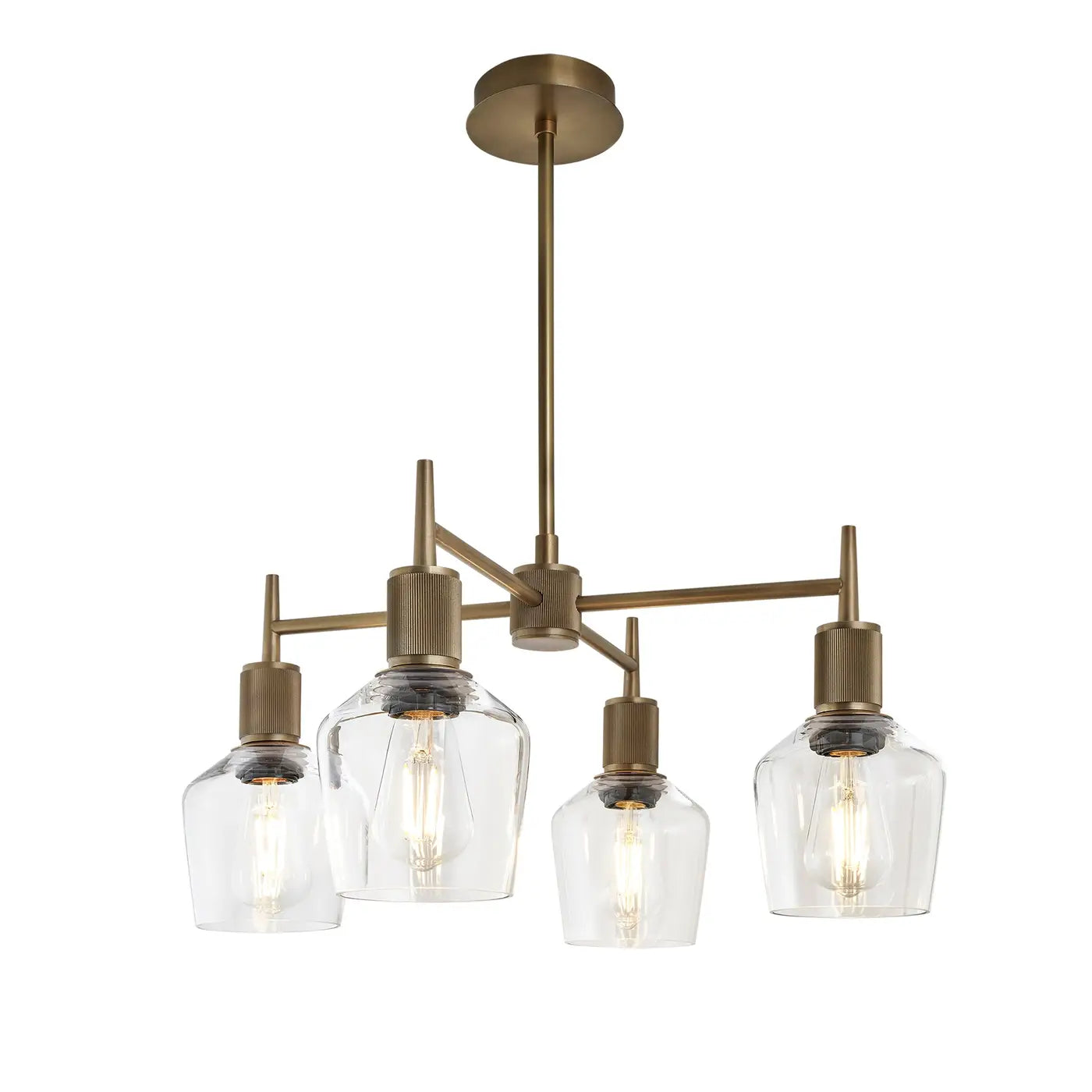 Henley 4 Arm Pendant Light - Glass Schoolhouse Shade