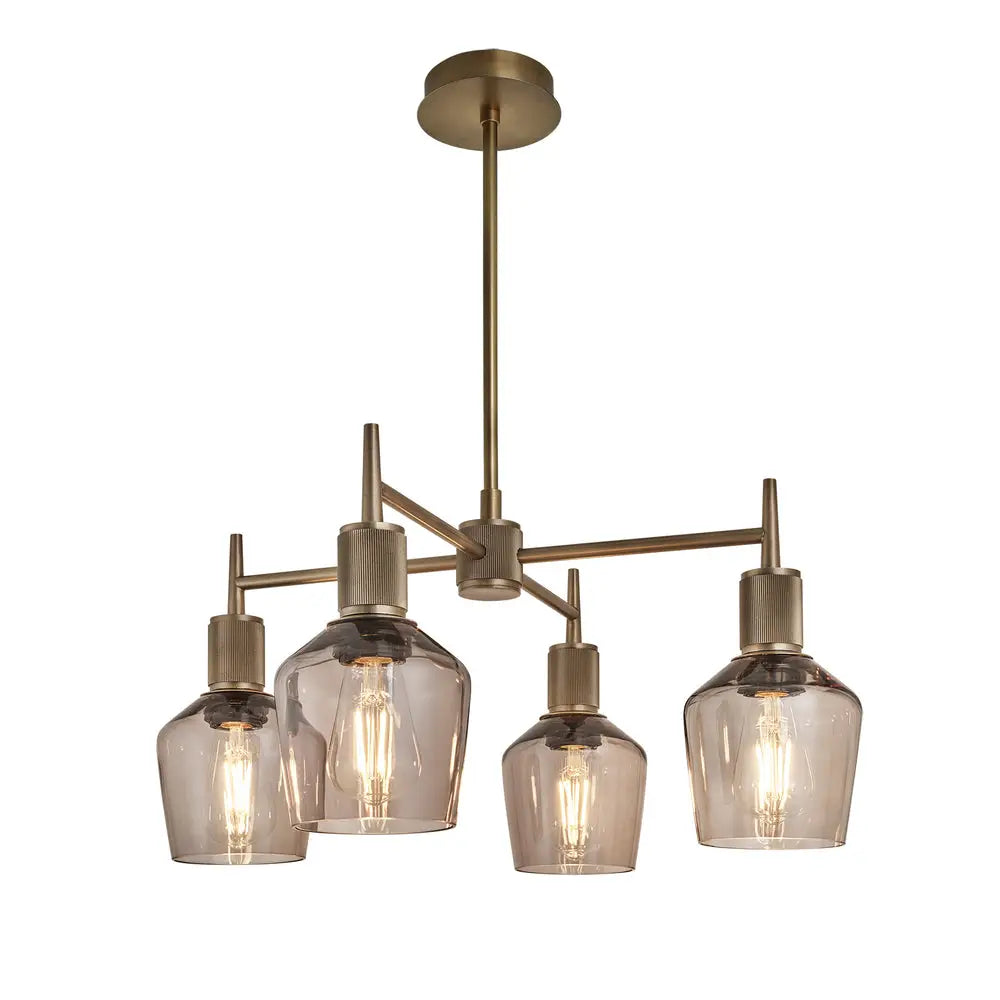 Henley 4 Arm Pendant Light - Glass Schoolhouse Shade