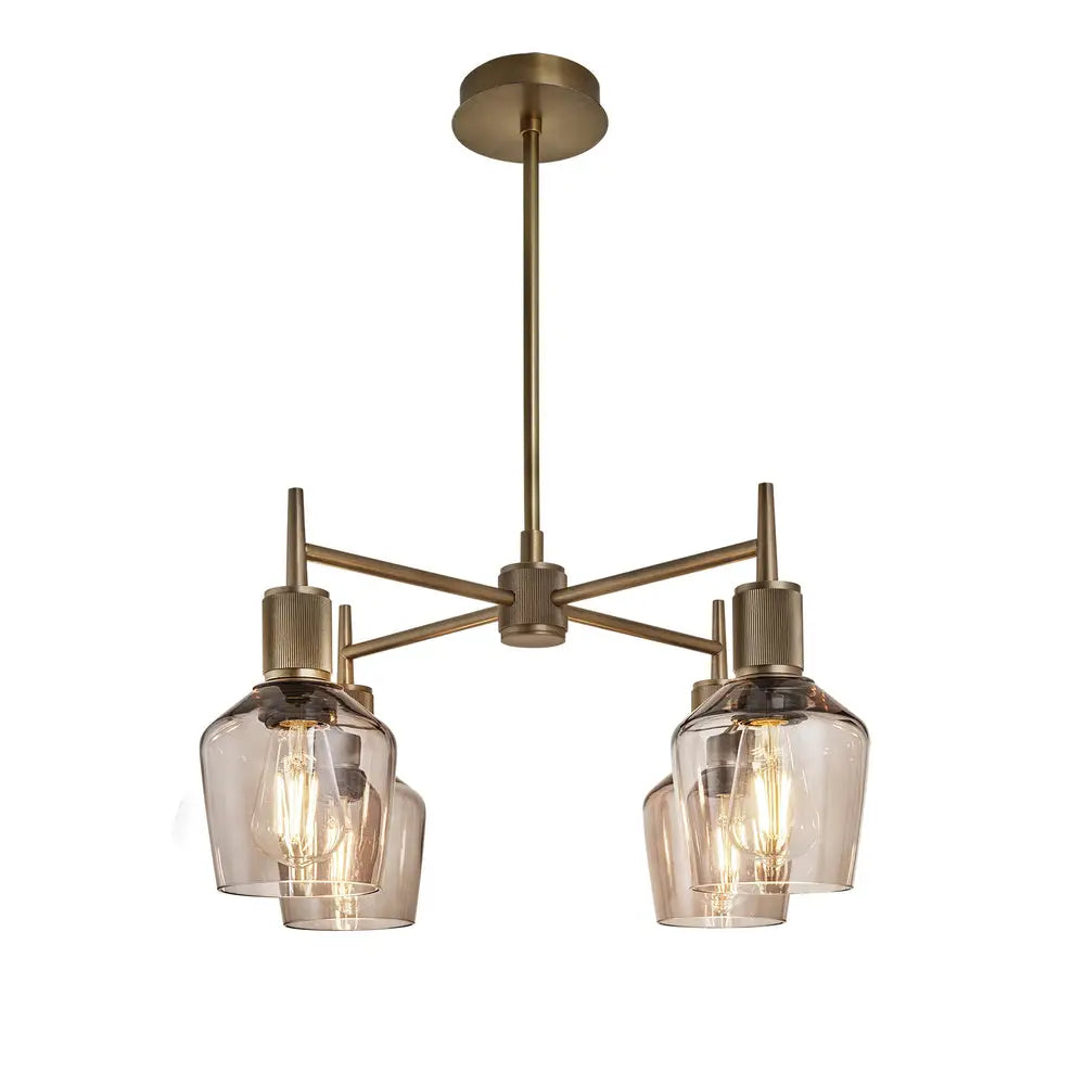 Henley 4 Arm Pendant Light - Glass Schoolhouse Shade