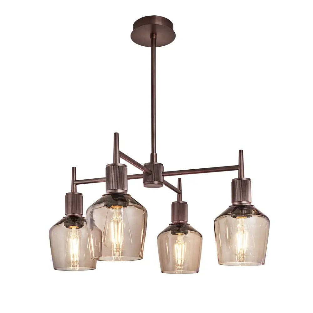 Henley 4 Arm Pendant Light - Glass Schoolhouse Shade