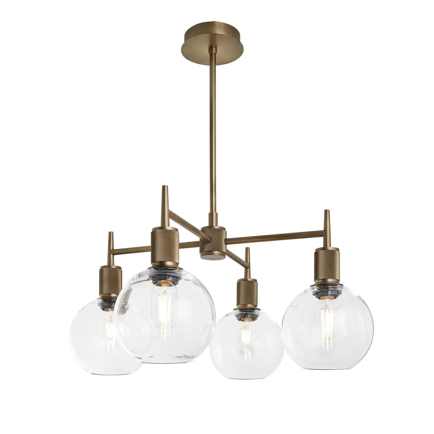 Henley 4 Arm Pendant Light - Glass Globe 7 Inch Shade