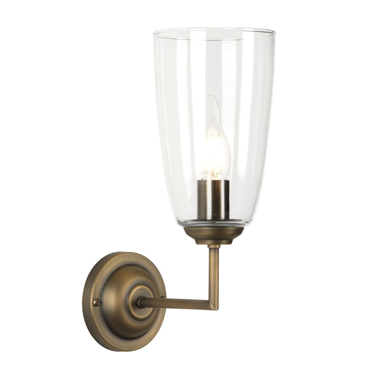 Houston Wall Light- Antique Brass and Glass