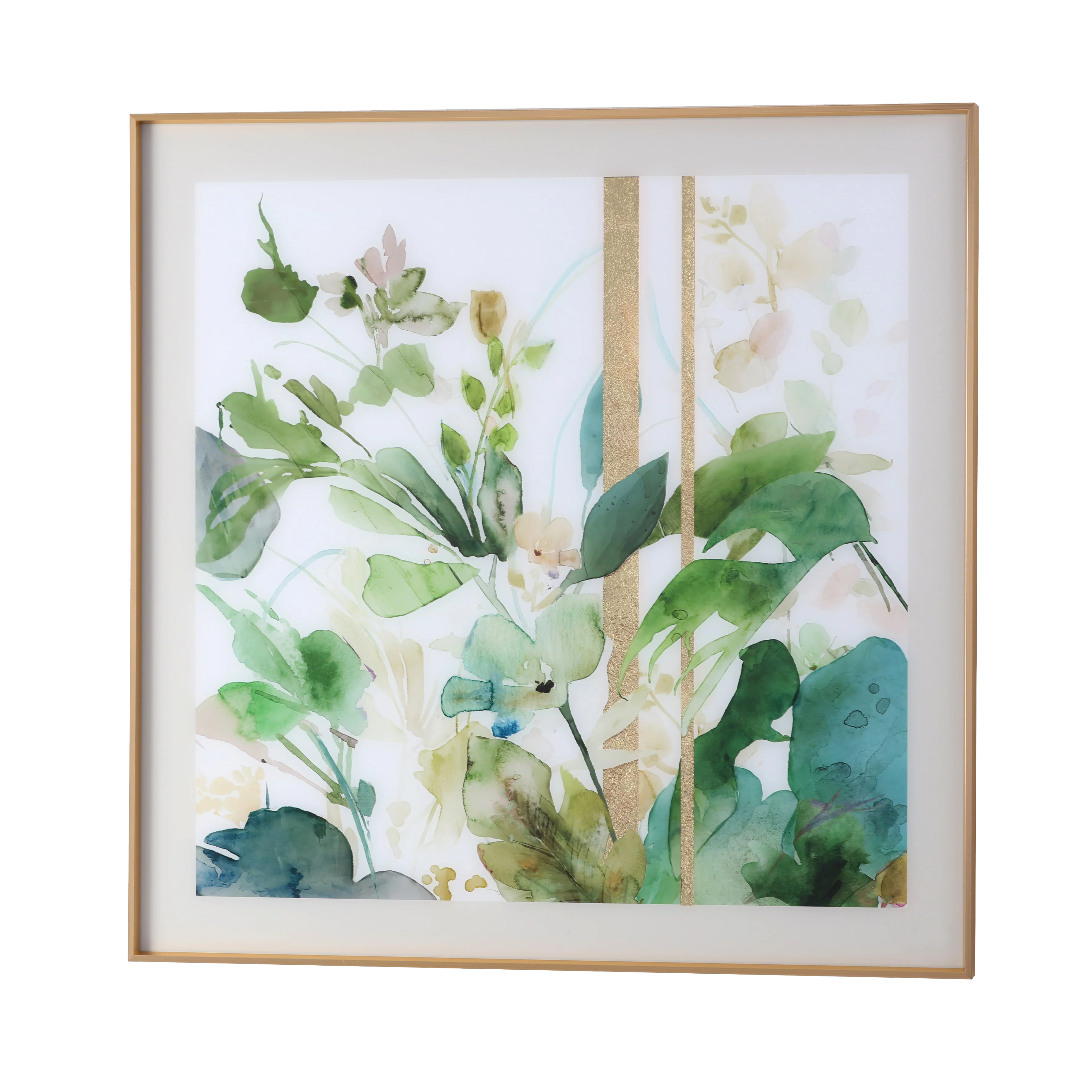 Floral Print Wall Art - Gold Finish Frame