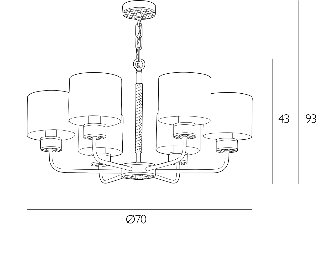 Hunter 6 Light Chandelier- Polished Chrome With Bespoke Shades