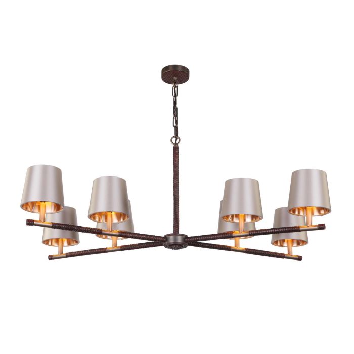 Hunter 8 Light Chandelier- Butter Brass With Bespoke Shade
