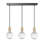 Sleek Edison 3Lt Cluster Lights - Pewter/ Brass
