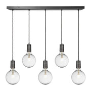 Sleek Edison 5Lt Cluster Lights - Pewter/ Brass