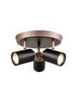 Holly 3Lt Plate Spotlight - Black & Copper/Black & Brass Finish