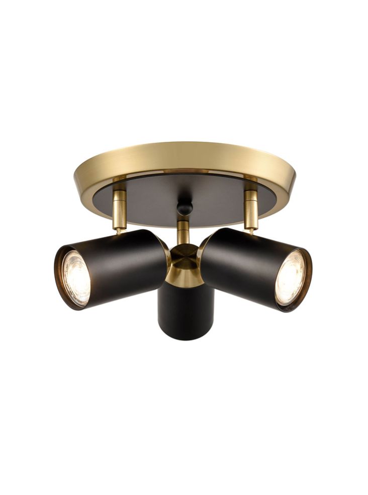 Holly 3Lt Plate Spotlight - Black & Copper/Black & Brass Finish