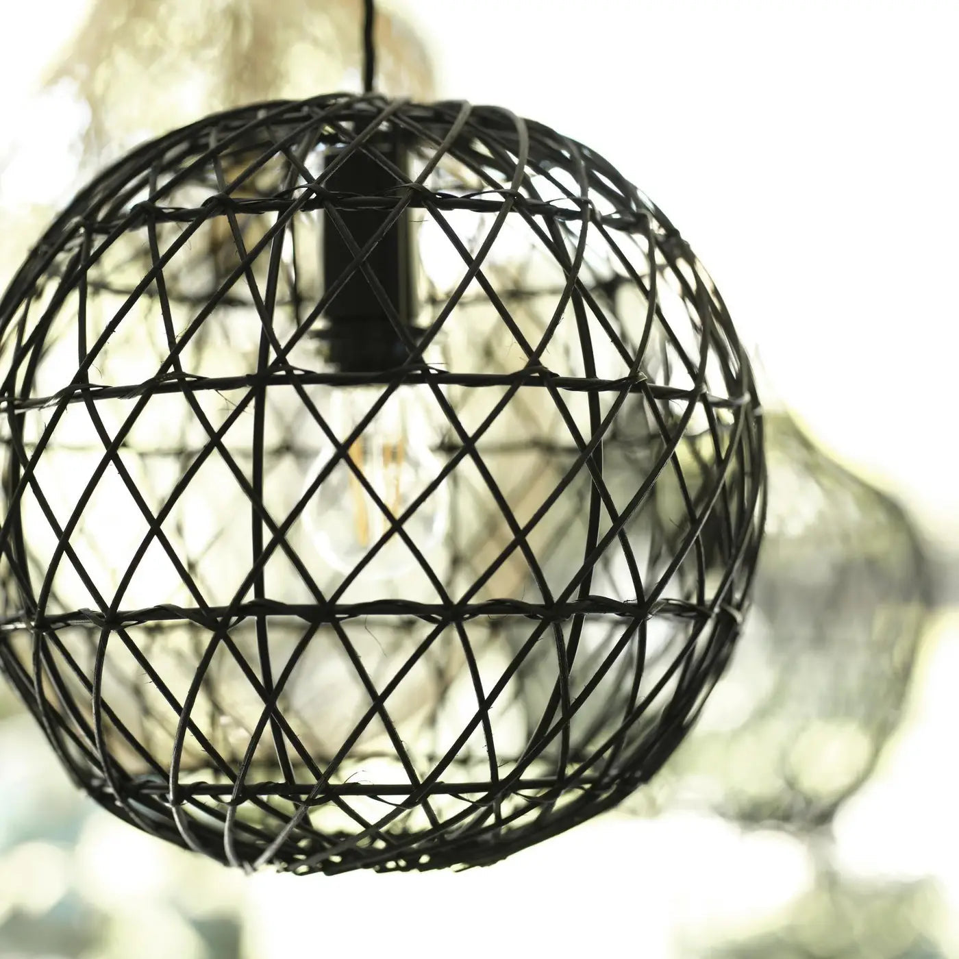 Coastal Rattan Ceiling Pendant Light - Globe