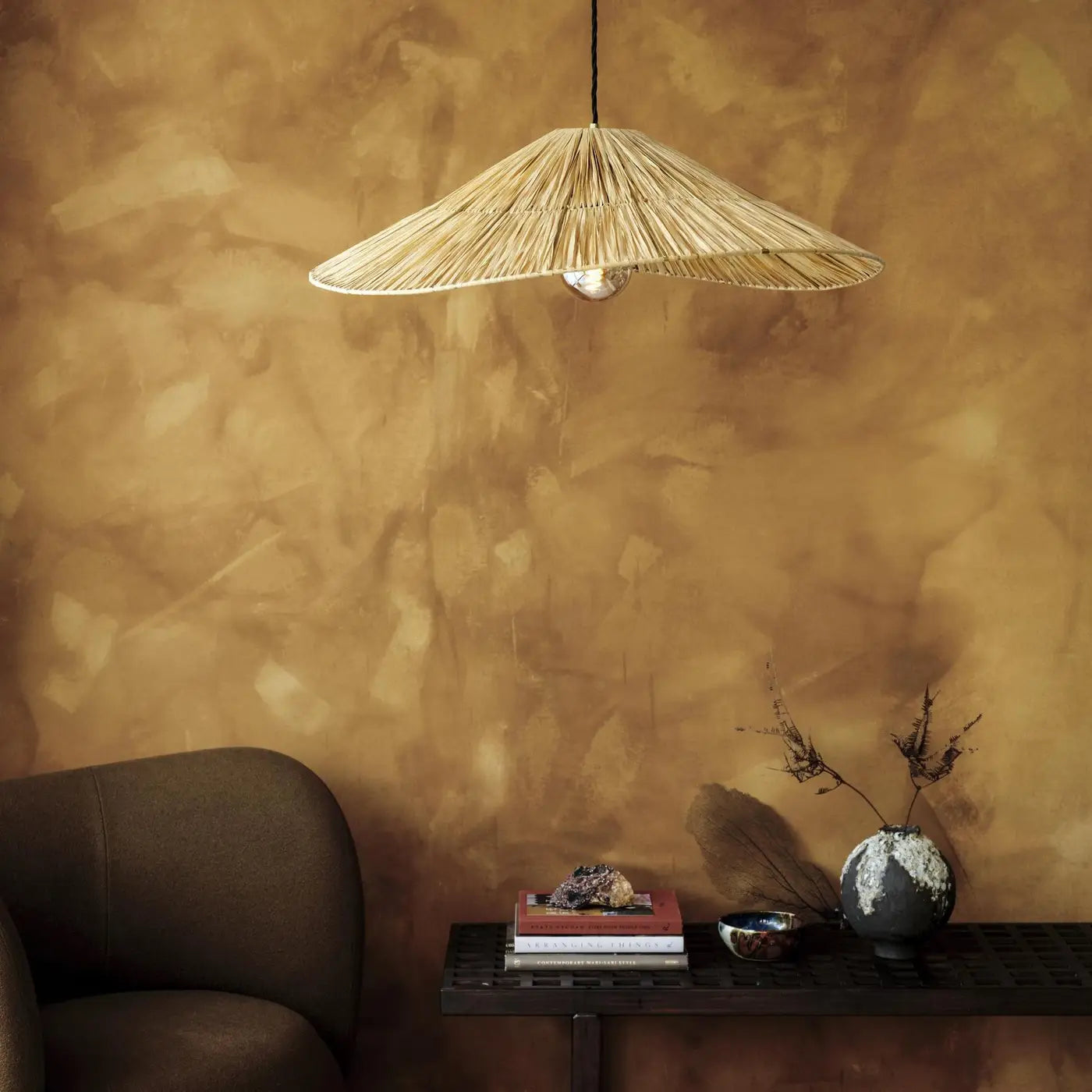 Raffia Ceiling Pendant Light - Hat