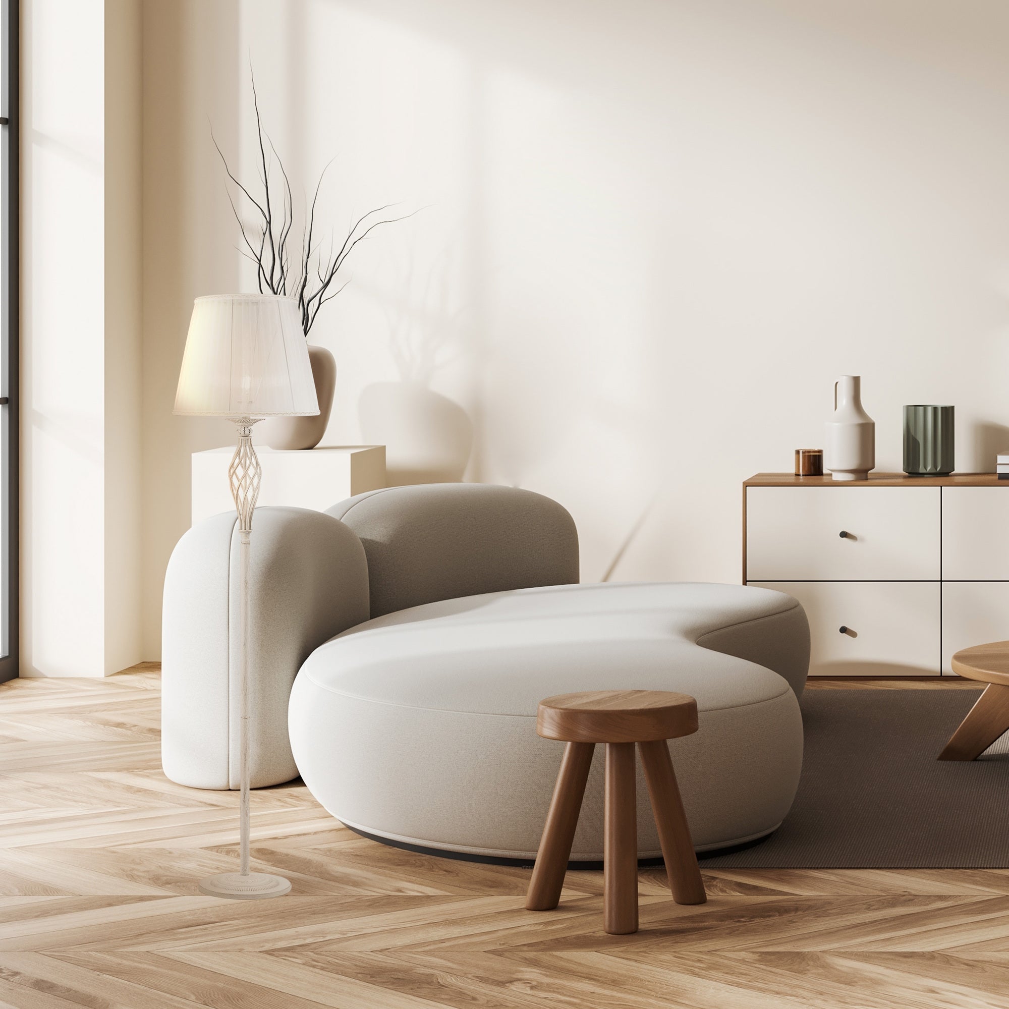 Grace Floor lamp E14 - Brass/White Finish