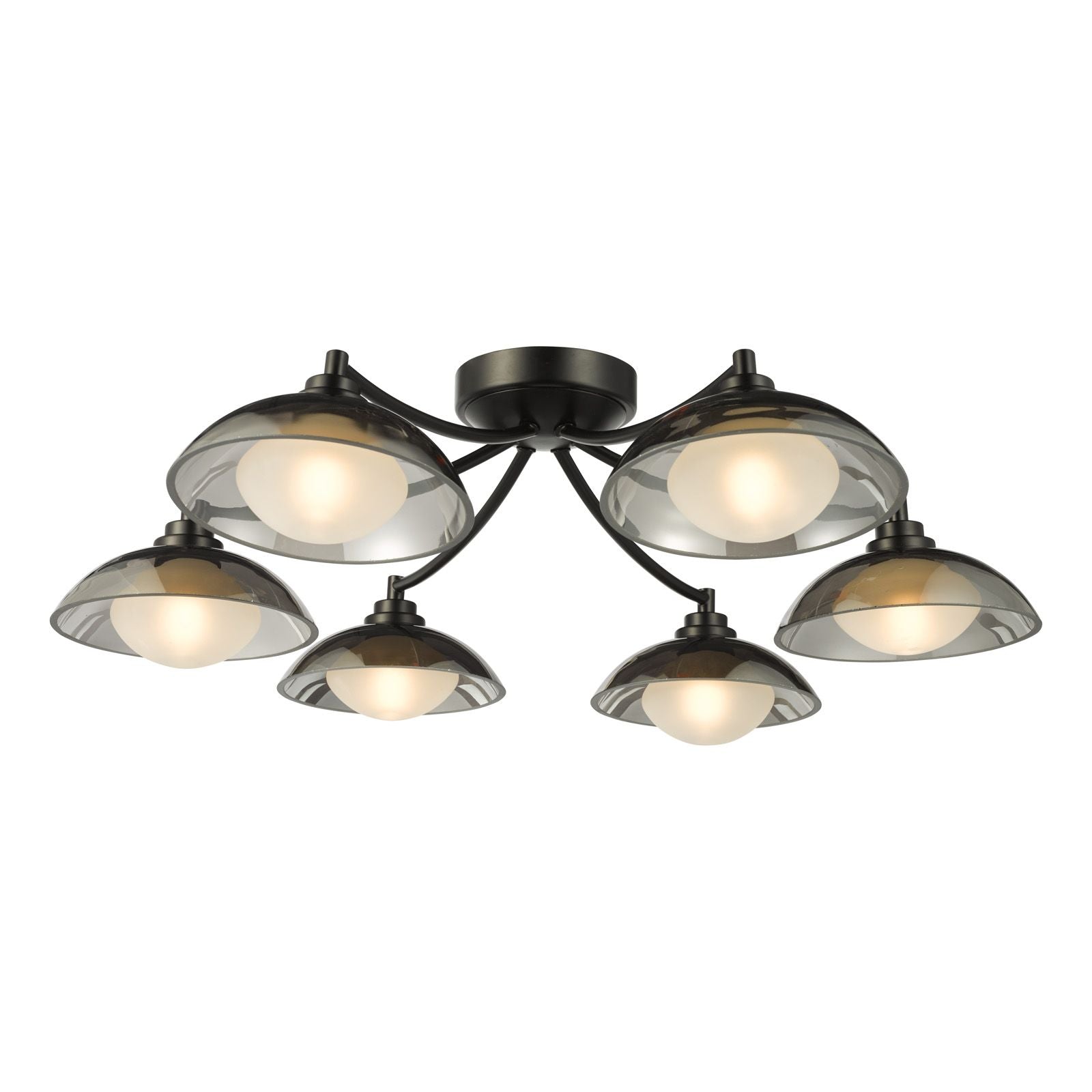 Kadience 3/6 Light Semi-Flush- Satin Black and Smoked Glass
