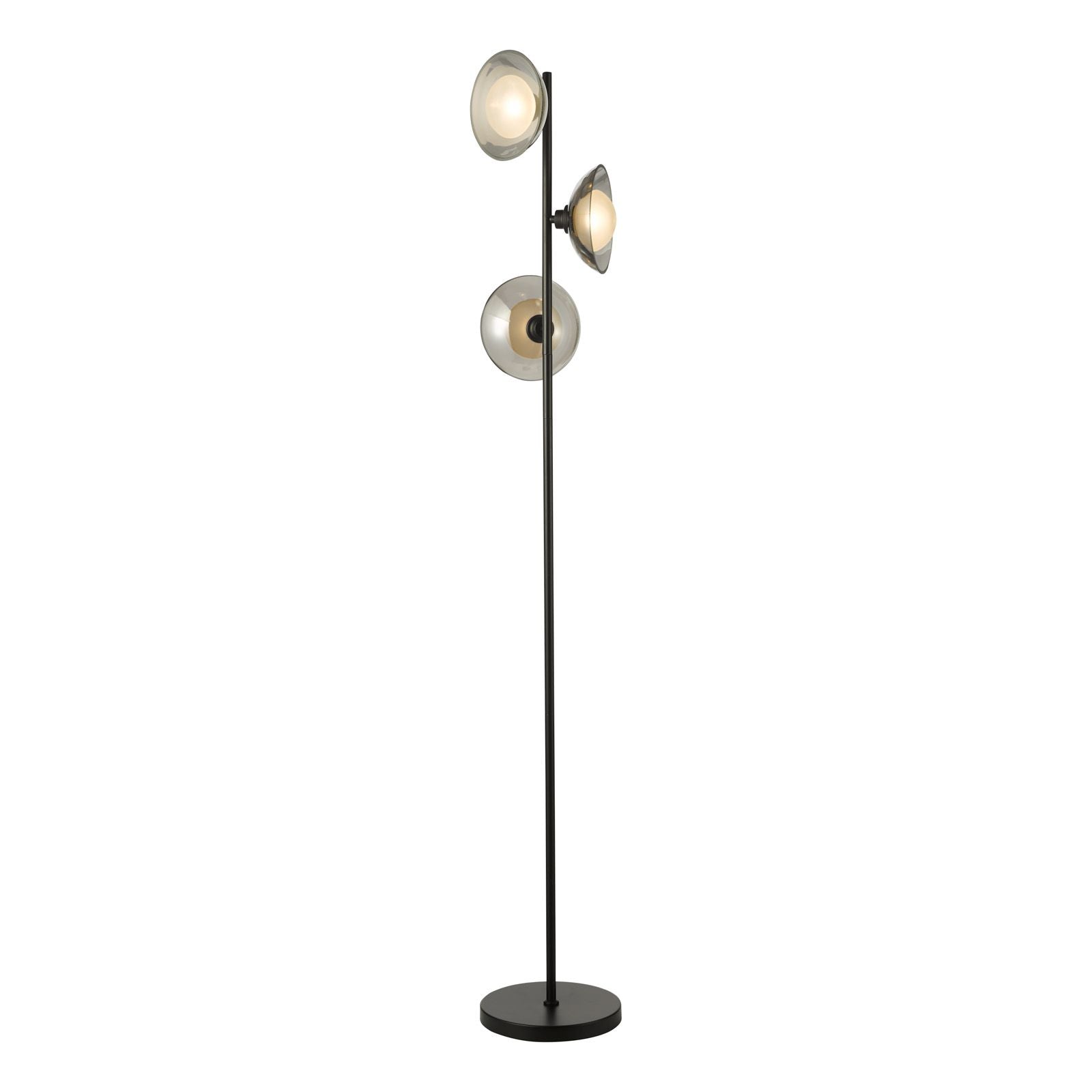Kadience 3 Light Floor Lamp- Satin Black and Smoked Glass