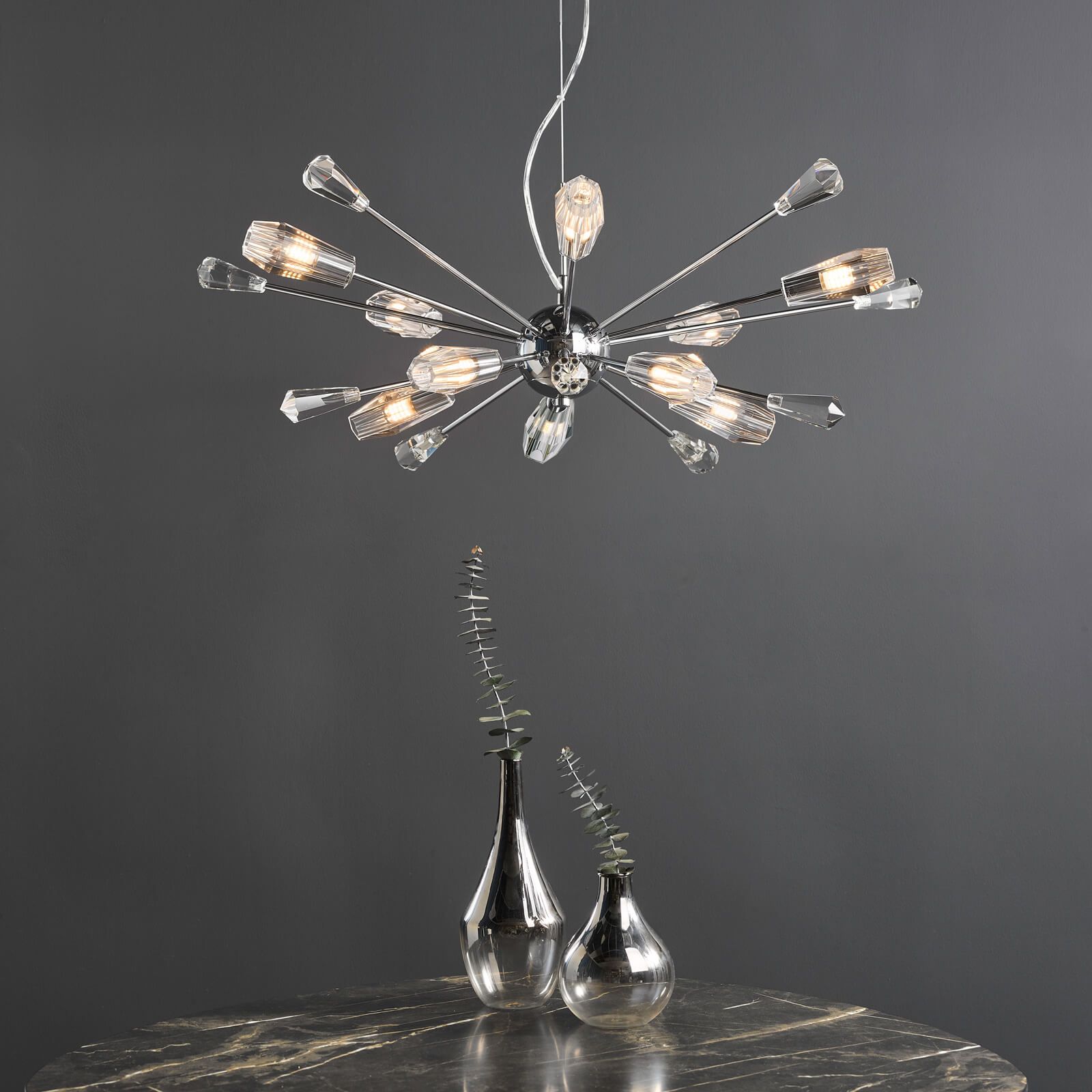 Kalyssa 10 Light Pendant Polished Chrome and Glass