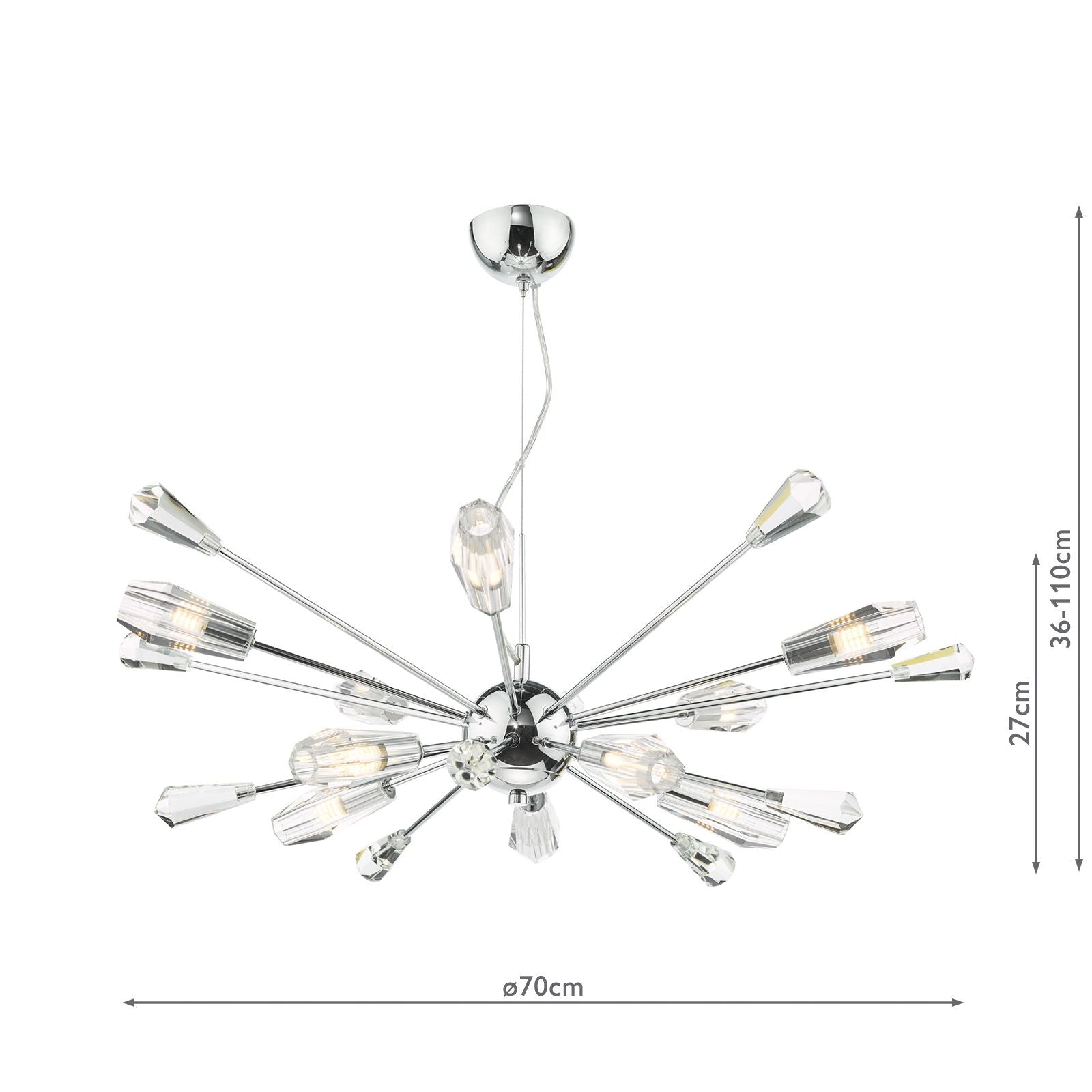 Kalyssa 10 Light Pendant Polished Chrome and Glass