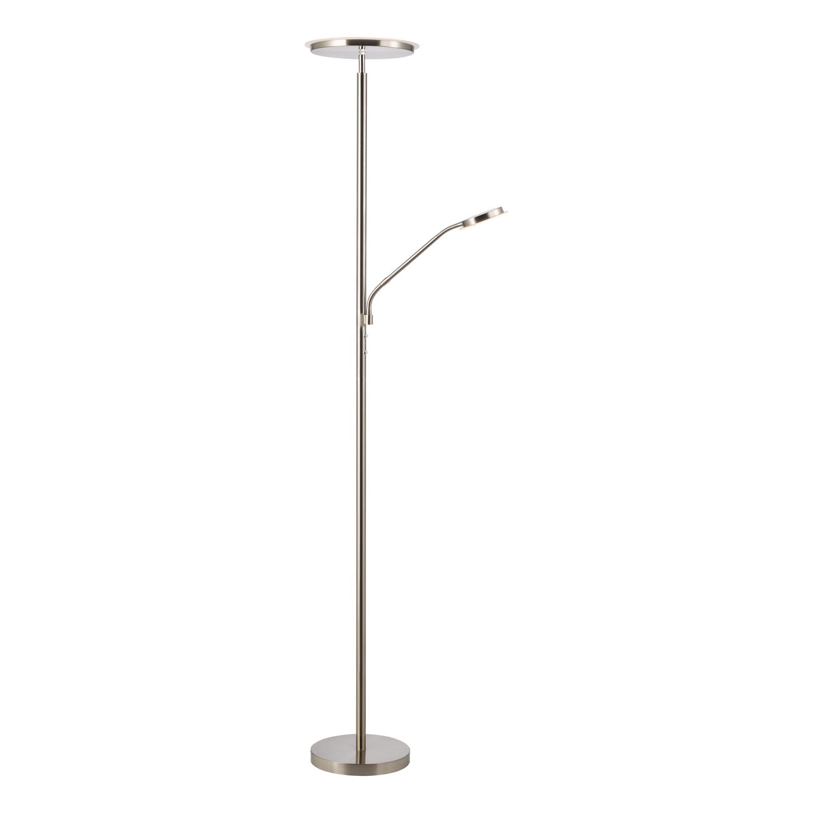 Kamika LED Mother & Child Floor Lamp- Satin Chrome/ Antique Brass