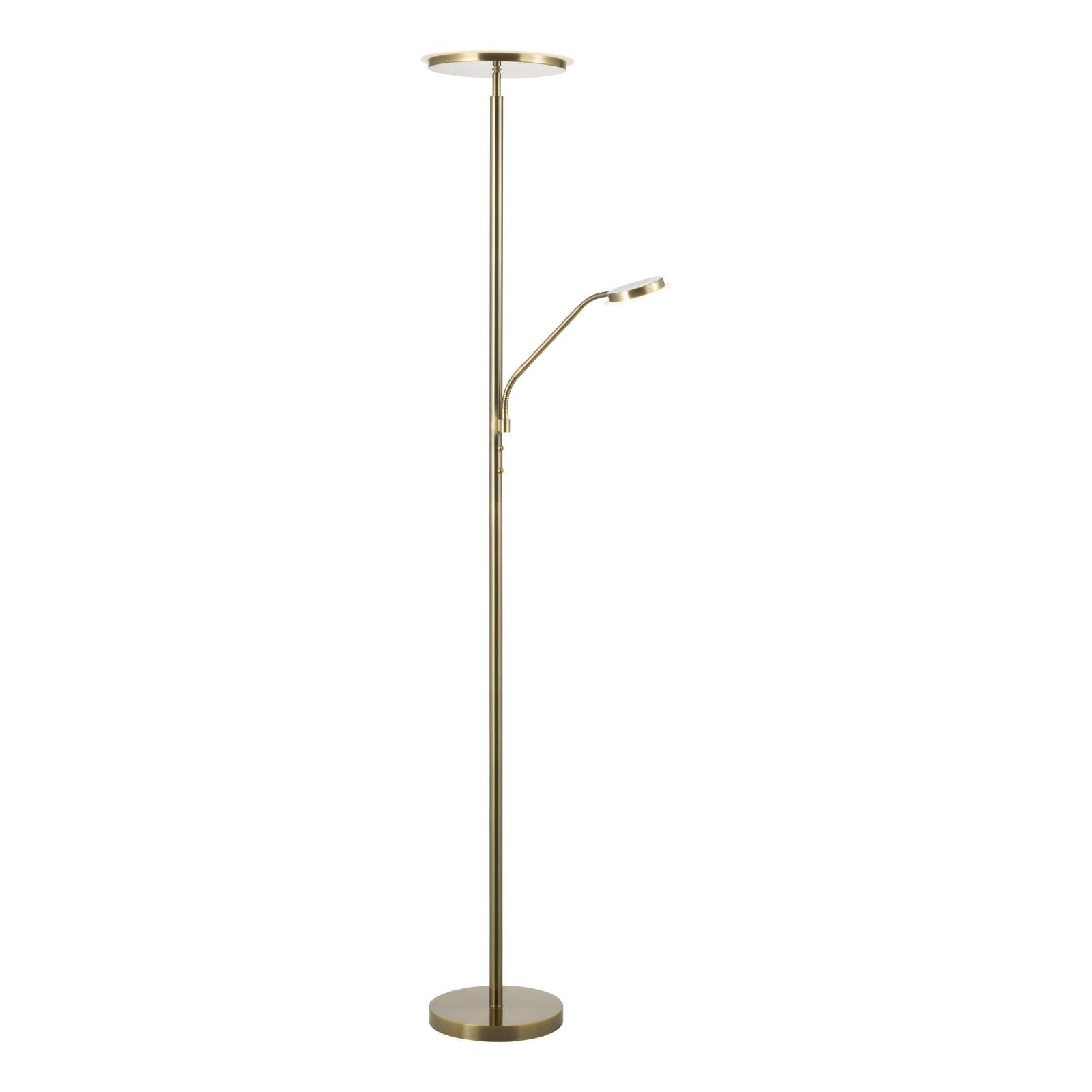 Kamika LED Mother & Child Floor Lamp- Satin Chrome/ Antique Brass