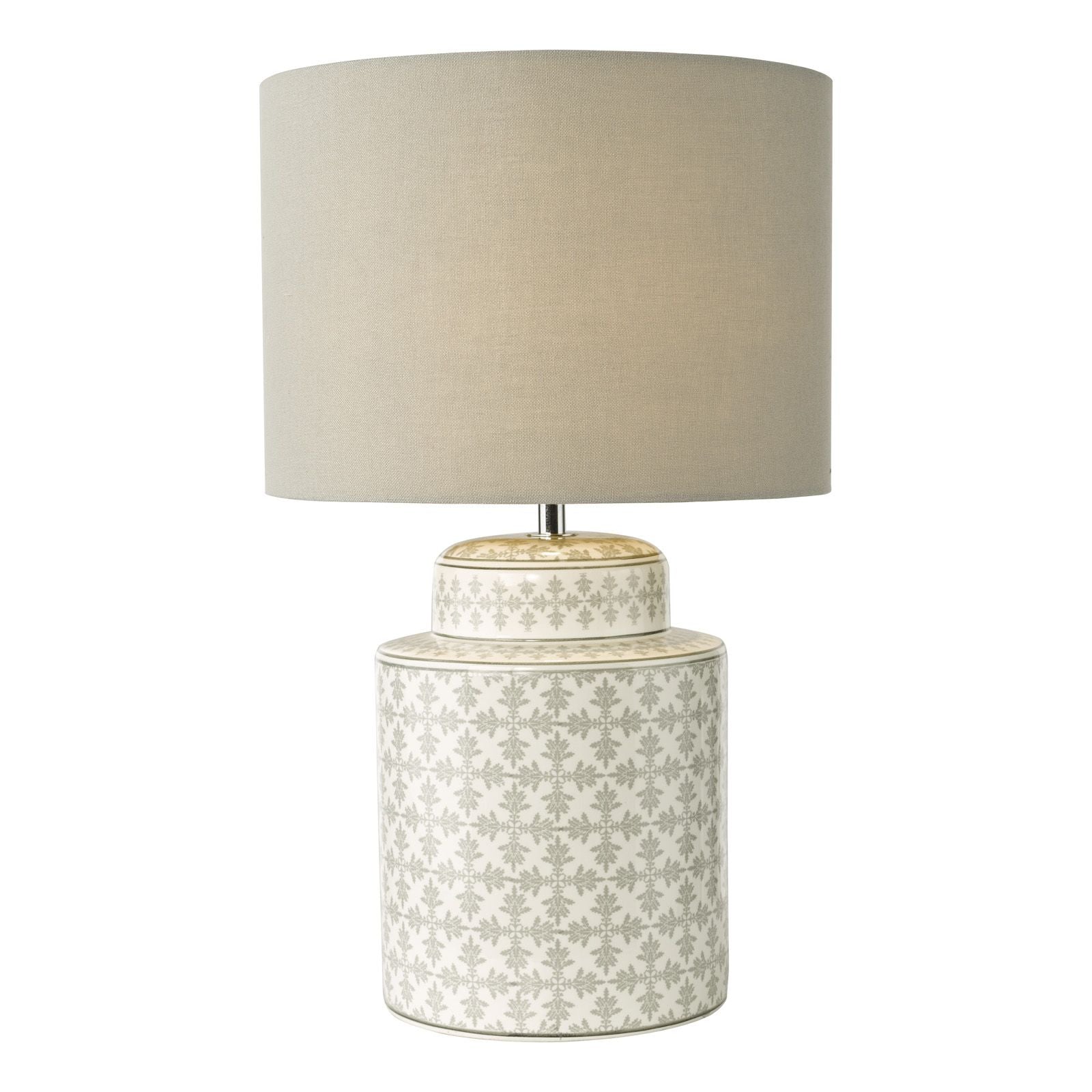 Kedron Table Lamp-  Grey and Satin Chrome With Shade