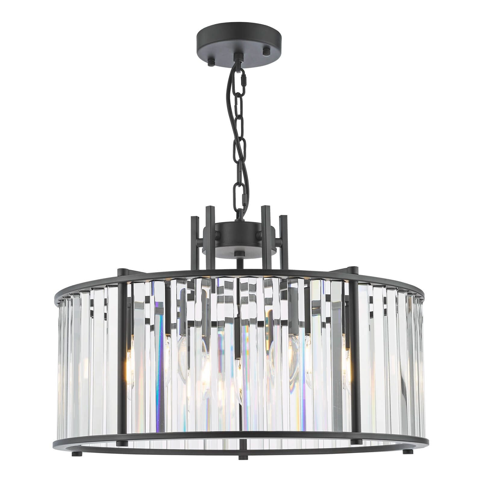 Kiran 5Lt Crystal Ceiling Light - Natural Brass / Satin Black