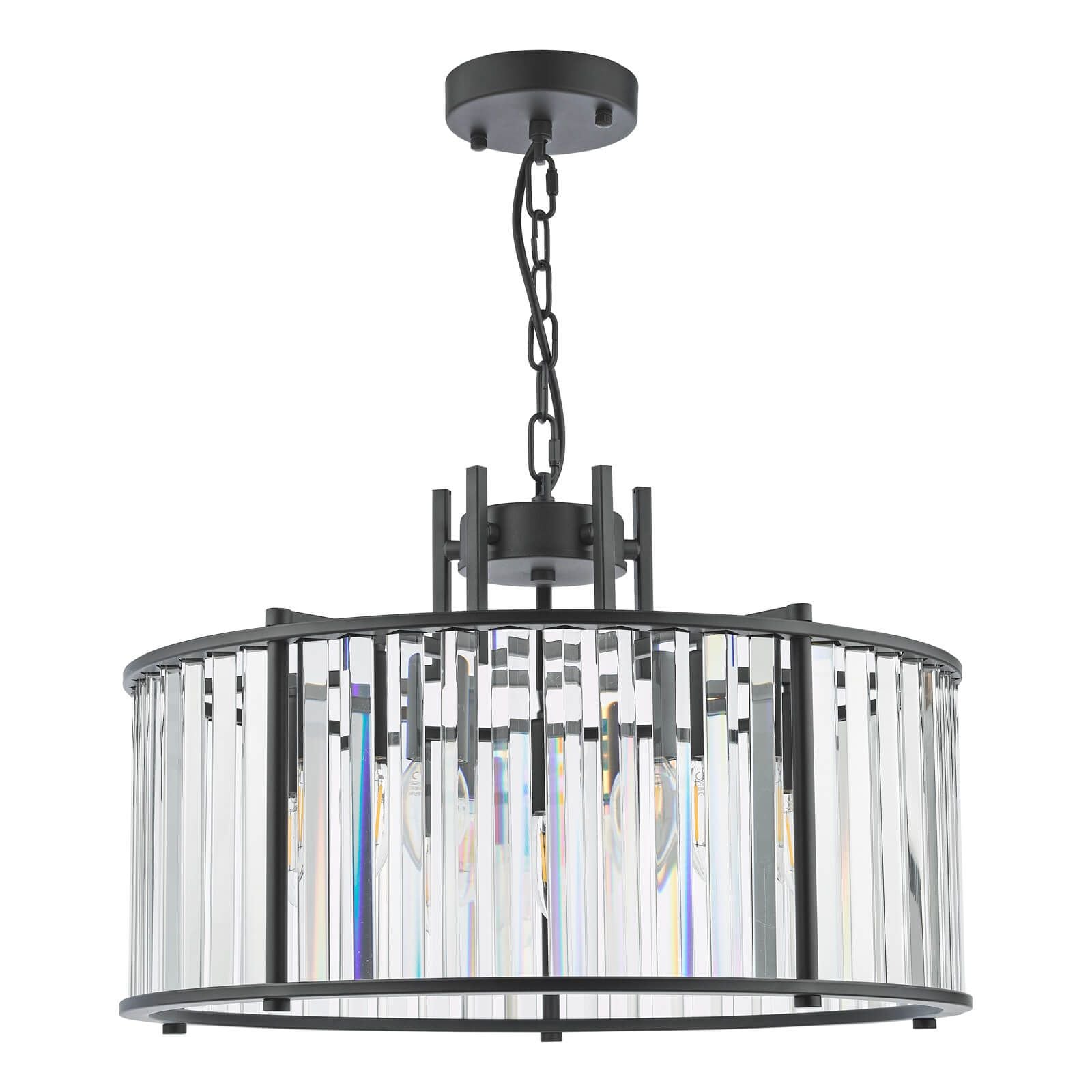 Kiran 5Lt Crystal Ceiling Light - Natural Brass / Satin Black