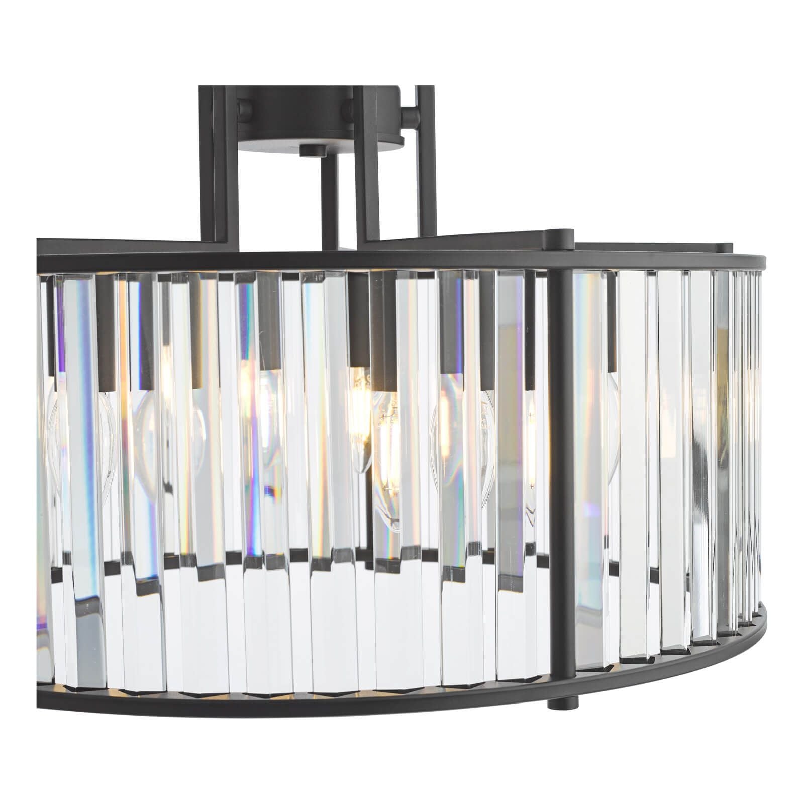 Kiran 5Lt Crystal Ceiling Light - Natural Brass / Satin Black