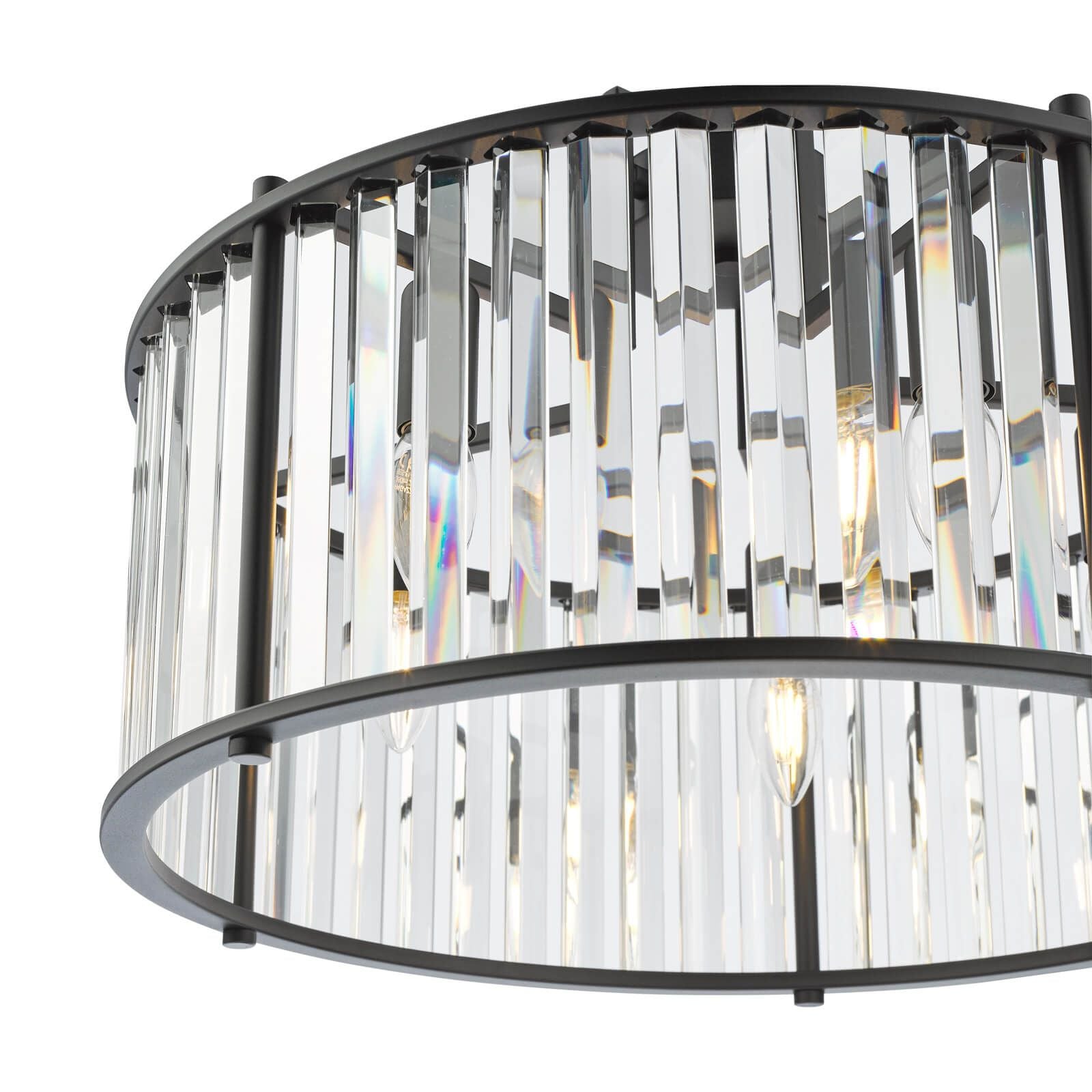 Kiran 5Lt Crystal Ceiling Light - Natural Brass / Satin Black