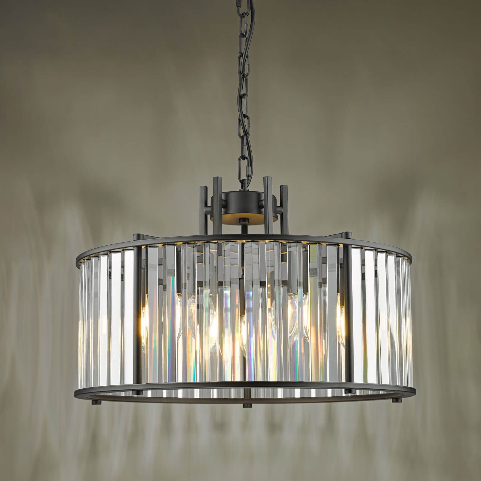 Kiran 5Lt Crystal Ceiling Light - Natural Brass / Satin Black