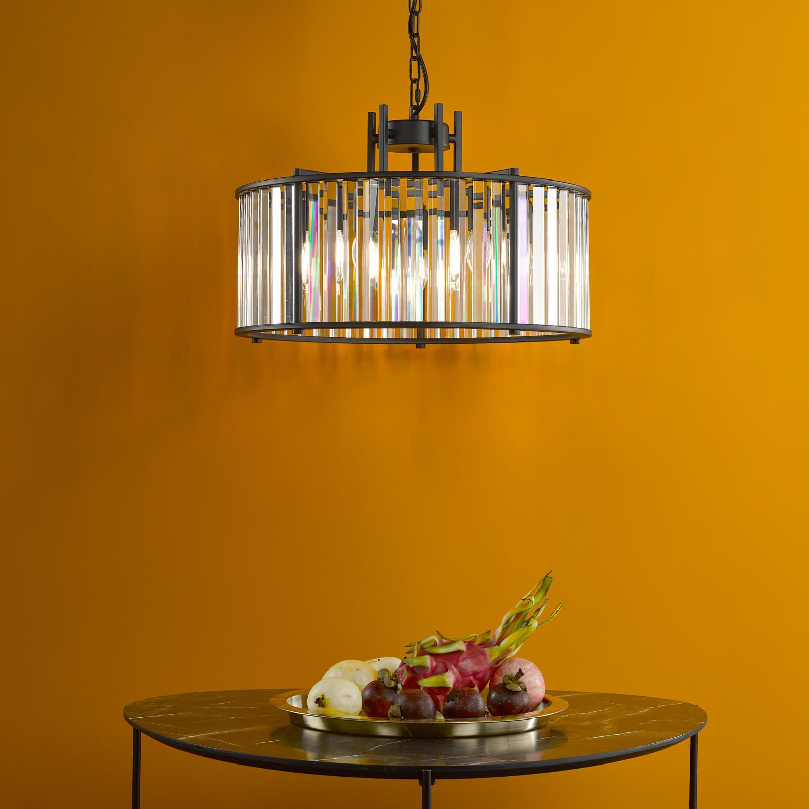 Kiran 5Lt Crystal Ceiling Light - Natural Brass / Satin Black