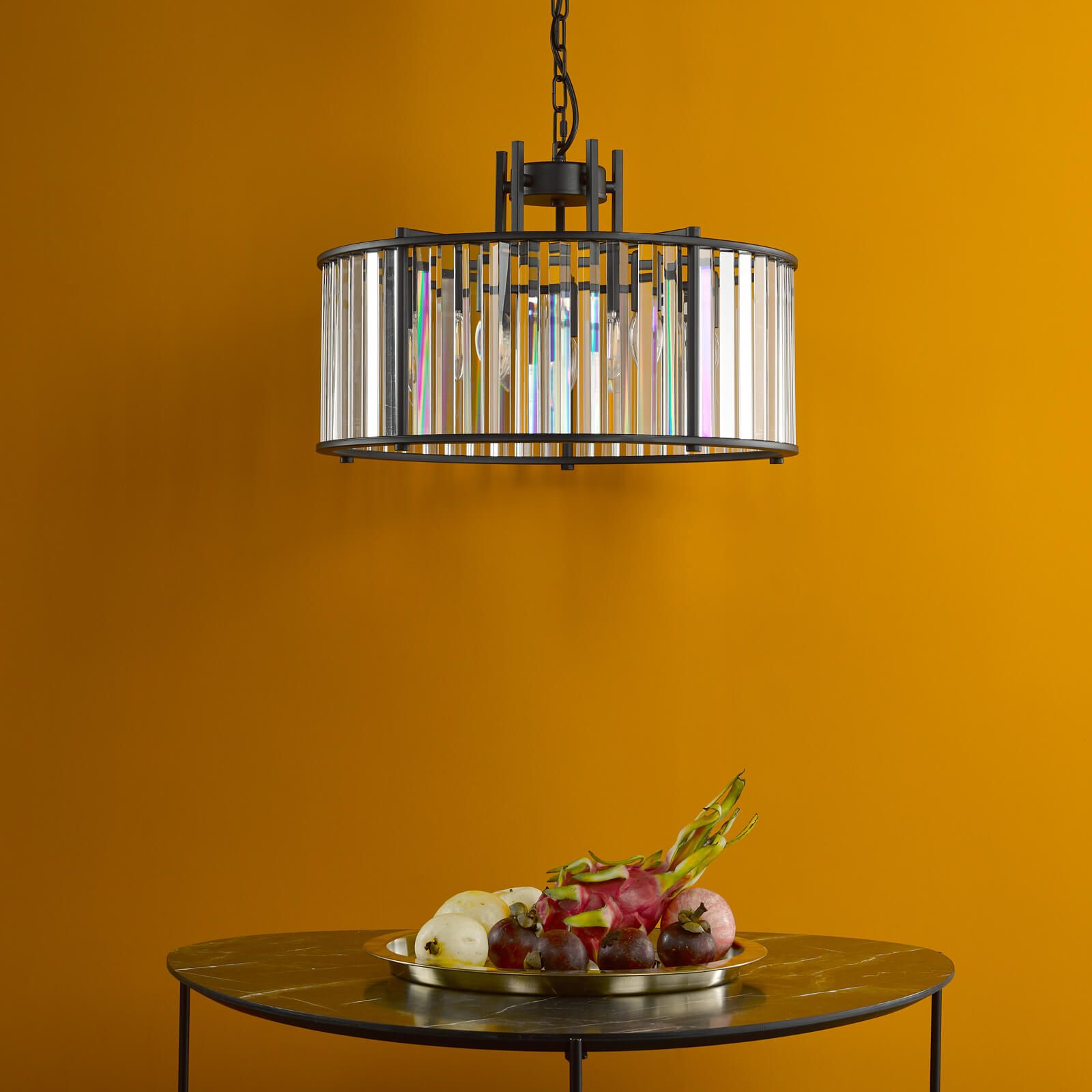 Kiran 5Lt Crystal Ceiling Light - Natural Brass / Satin Black