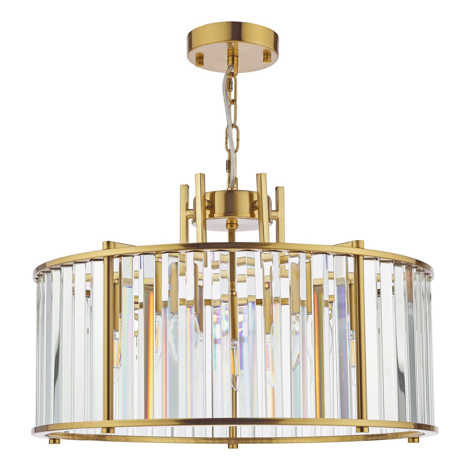 Kiran 5Lt Crystal Ceiling Light - Natural Brass / Satin Black