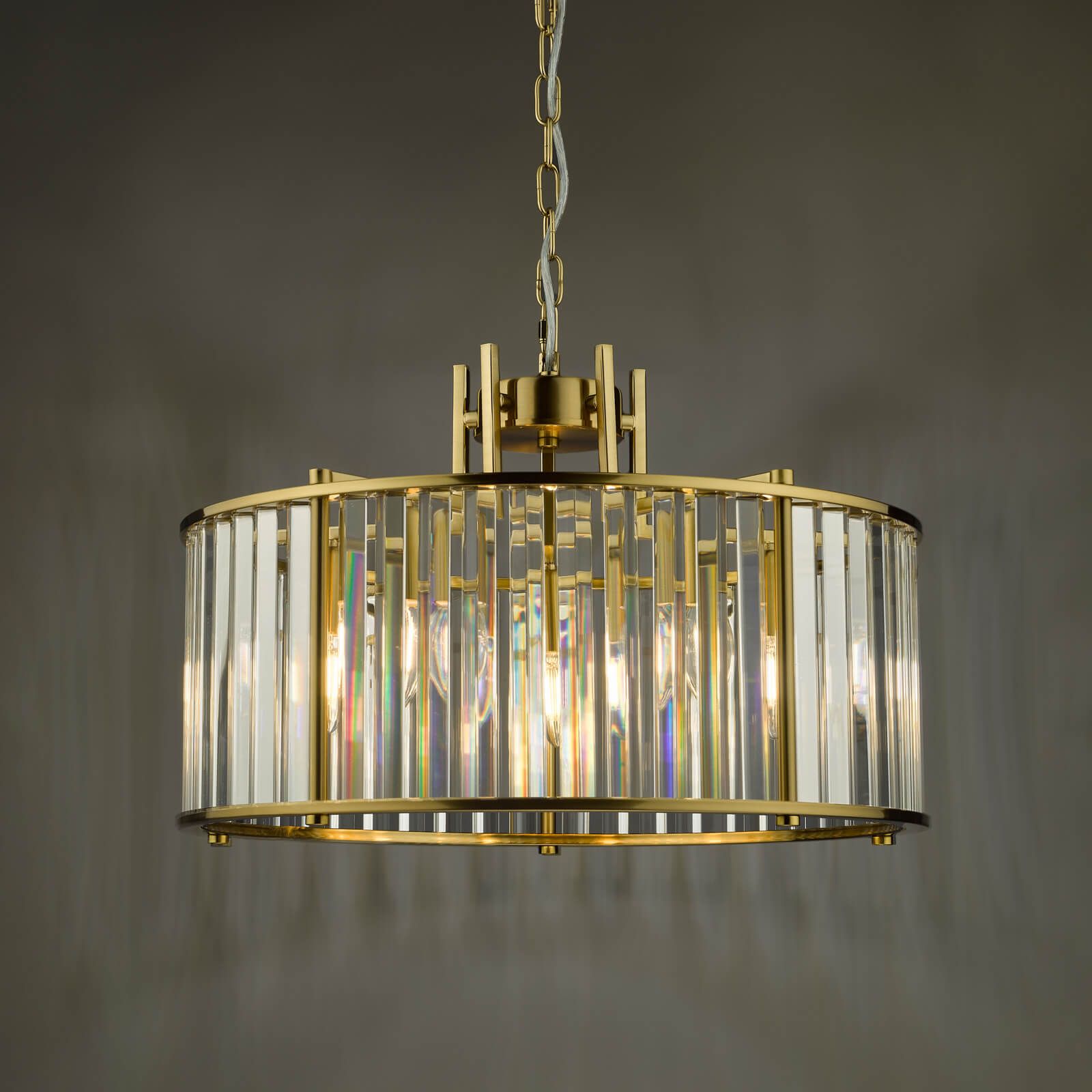 Kiran 5Lt Crystal Ceiling Light - Natural Brass / Satin Black
