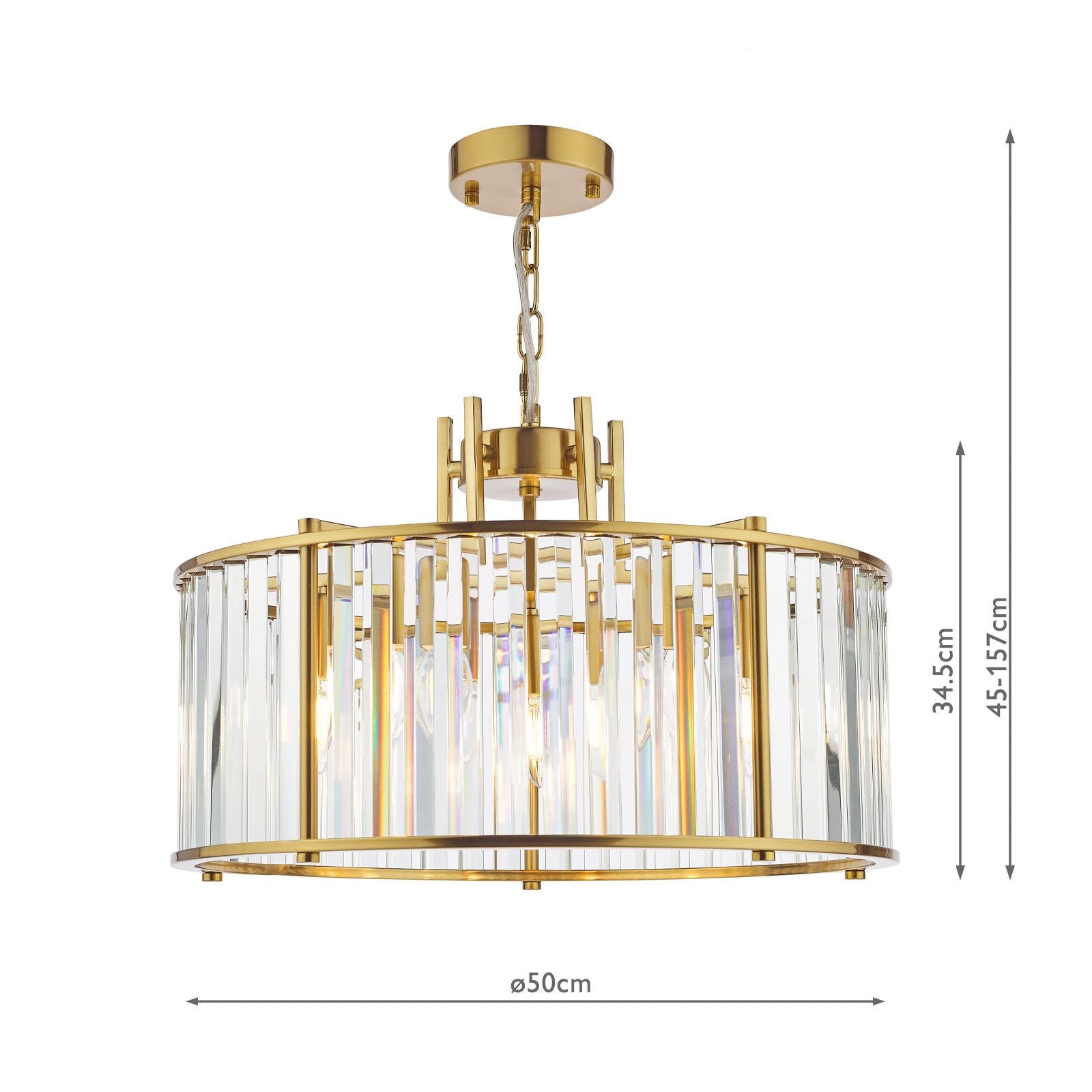 Kiran 5Lt Crystal Ceiling Light - Natural Brass / Satin Black