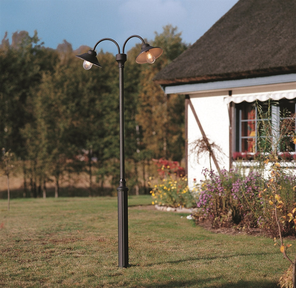 Vega Twin Head Post Light - Matt Black