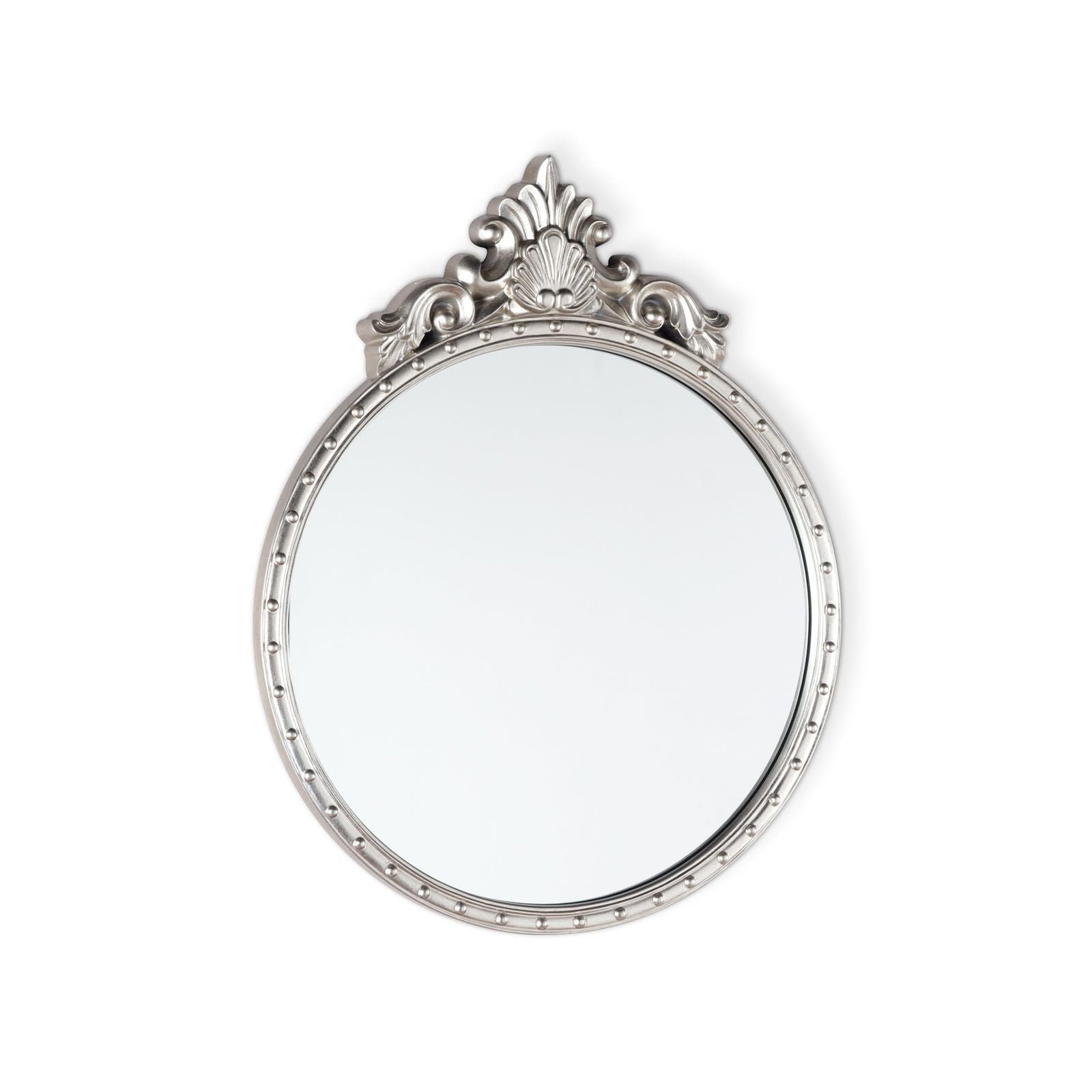 Overton Ornate Round Mirror - Silver or Champagne Frame